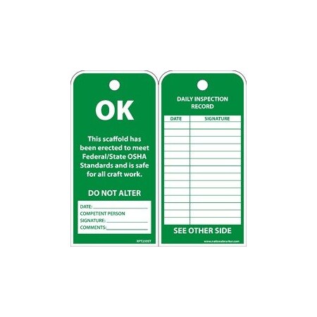 Nmc TAGS, SCAFFOLD IS SAFE, 6X3, RPT230ST100